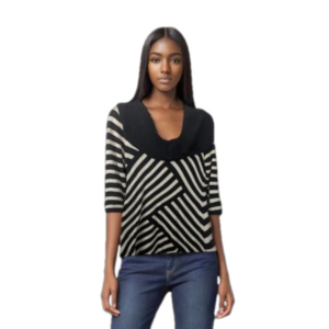White House Black market black striped long sleeve sweater size small